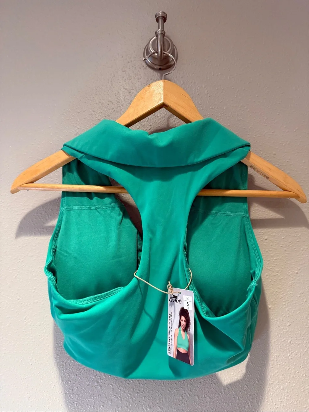 New Crane Collared Longline Sports Bra Crop Top Green Small